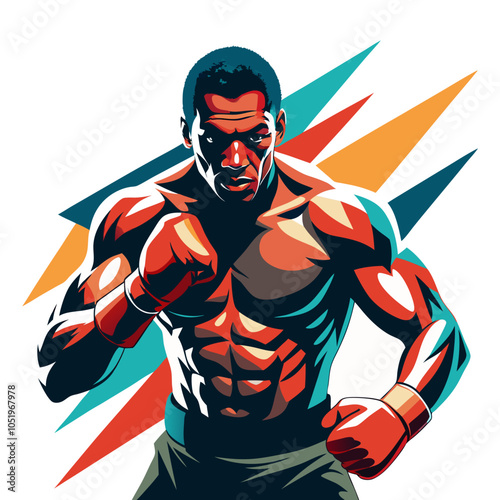 Vintage boxer fighter with mustache pop art vector