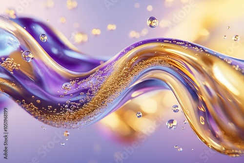 Abstract liquid background with colorful bubbles and swirls. AI generated illustration photo