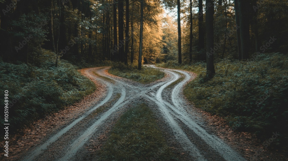 Fototapeta premium two paths, critical decision point between two systematically different future options generative ai