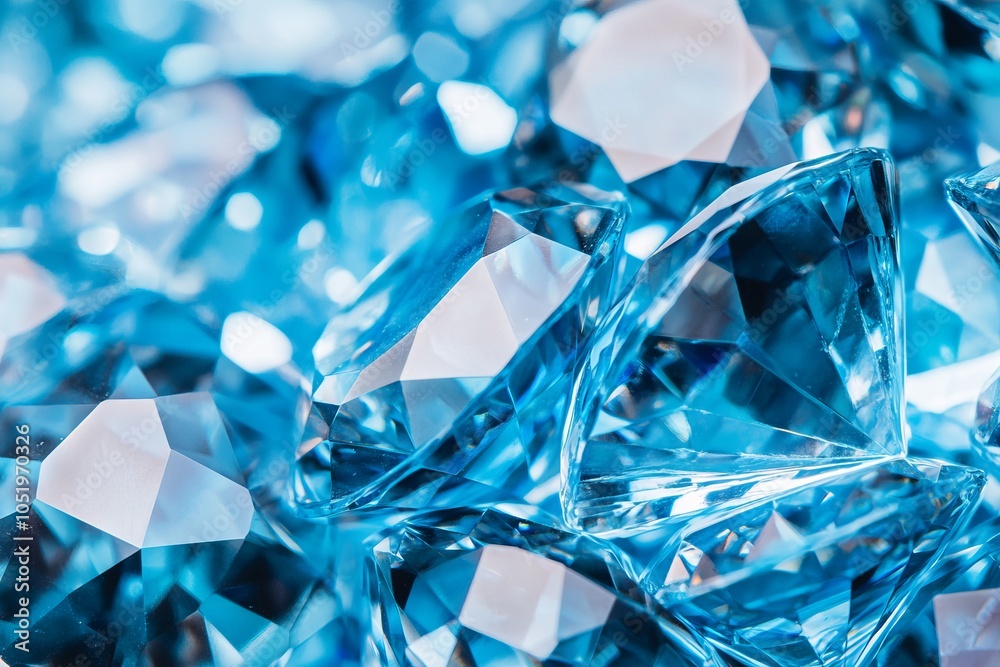 Close-up of shiny blue diamonds for a luxurious concept. AI generated illustration Close-up of shiny blue diamonds for a luxurious concept. AI generated illustration