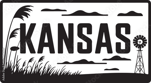 Kansas Retro Typography Sign Illustration
