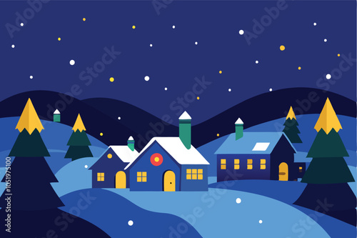 Sparkling Winter Wonderland: A Cozy Village Bathed in Christmas Lights