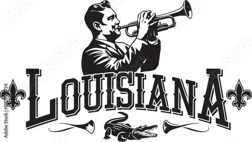 Louisiana Retro Typography Vector