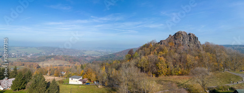 Ruins of Tolstejn Castle in Upper Lusatia in northern Czech Republic - Castle ruins located on a former volcano photo