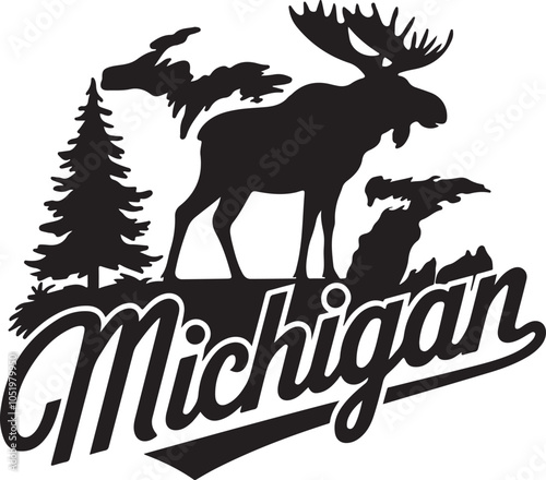 Michigan Retro Typography Vector Graphic Illustration