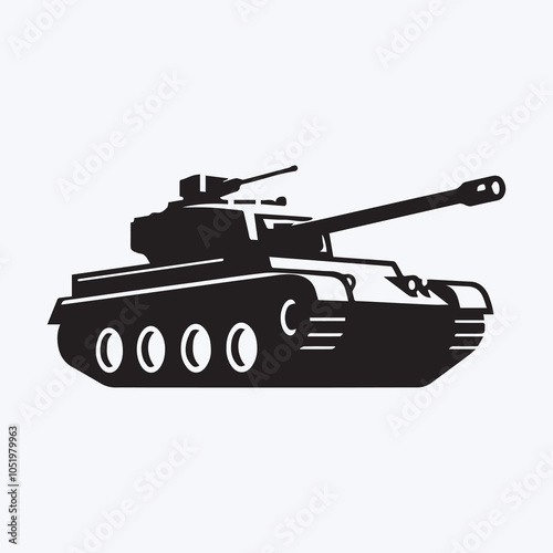 Tank logo victor, Tank silhouette vector icon black and white