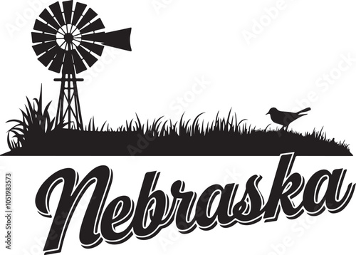 Nebraska Retro Typography Vector