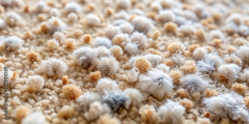 Close Up Detailed Texture Image Showing Allergen-Infested Carpet Fibers Pet Dander Dust Mites Mold Spores Aggravating Proteins photo