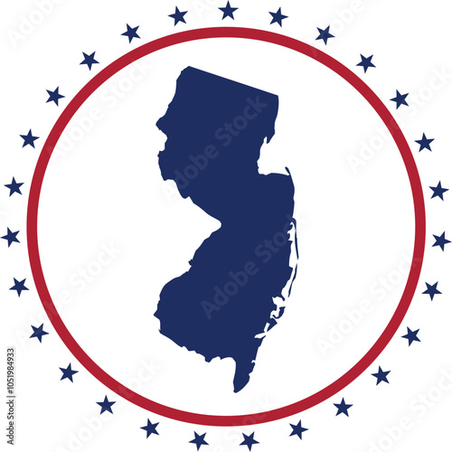 New Jersey State Shape With Stars Vector Graphic