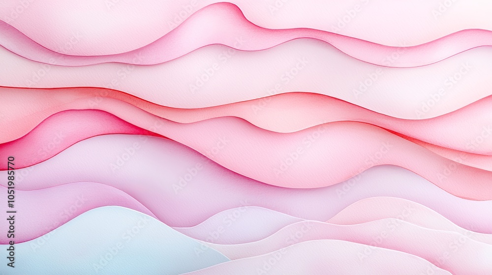 Obraz premium Soft waves of serene colors an abstract exploration of flowing textures in light shades of pink and blue