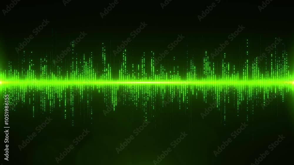 abstract futuristic equalizer, vivid green sound wave animation, 4k loop