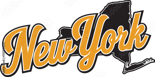 New York Typography And State Shape Vector