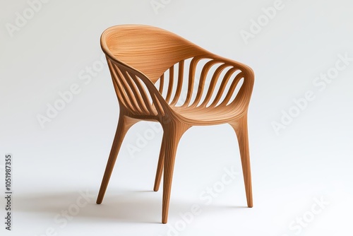 3D model of a furniture designer carving wood for a custom chair, detailed textures, Furniture designer working, Handcrafted design process