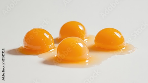 Fresh egg yolks on a white background