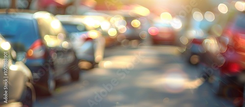 Picture Blurred For Background Abstract And Can Be Illustration To Article Of Cars Parked In The Parking Lot