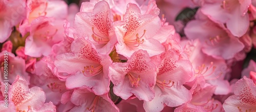 Close Up Shot Of The Rhododendron Pink Diamond With Clusters Of Fuchsia Pink Semi Double Flowers In Early Spring photo