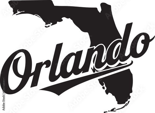 Orlando Florida Map Retro Typography Vector Graphic