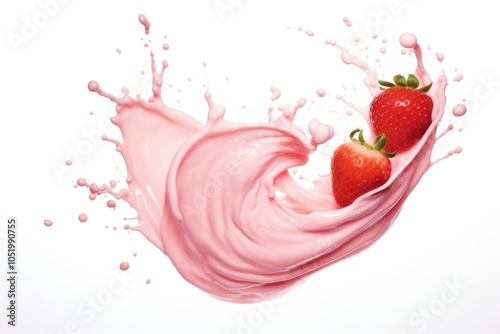 Strawberry yogurt splash strawberries background fruit.
