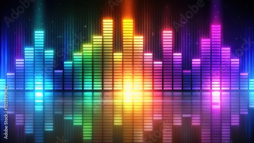 Holographic Equalizer with Glowing Gradients Background Music Stock Photo