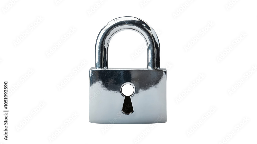 Steel Padlock on White Background for Security Concept Steel Padlock on White Background for Security Concept