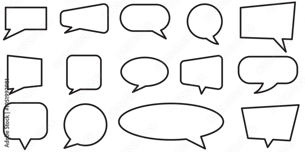 Obraz premium Speech bubble, speech balloon, chat bubble line art vector icon for apps and websites