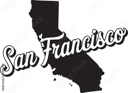 San Francisco California Map Retro Typography