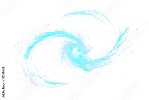 Abstract swirling galaxy of blue light isolate on transparent starry background, cutout, png