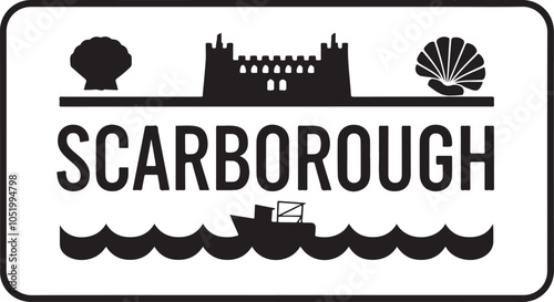 Scarborough England Retro Typography Sign