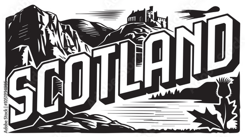 Scotland Retro Vector Graphic Design