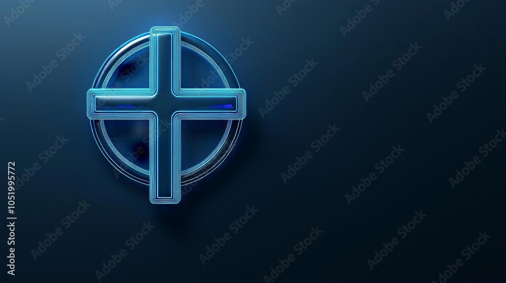 2410_211.futuristic medical cross icon, glowing neon blue, circular techno interface, dark navy background, holographic hud elements, geometric patterns, digital health concept, high-contrast modern 2410_211.futuristic medical cross icon, glowing neon blue, circular techno interface, dark navy background, holographic hud elements, geometric patterns, digital health concept, high-contrast modern