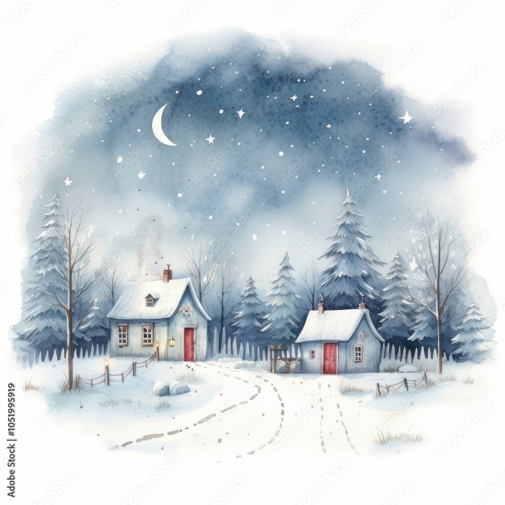 Fototapeta premium Christmas minimal countryside architecture building outdoors.