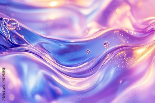 Abstract liquid background with colorful bubbles and swirls. AI generated illustration photo