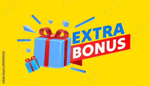 Extra bonus gift, gift tag, free product. web sticker. Vector illustration