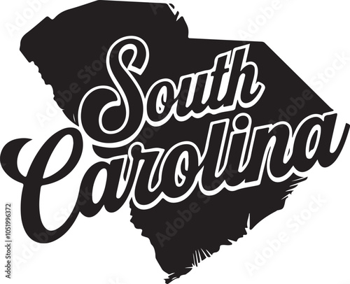 South Carolina State Shape Retro Typography