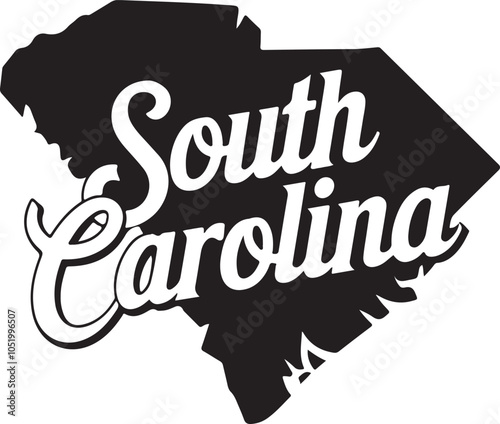 South Carolina State Shape Retro Typography Vector