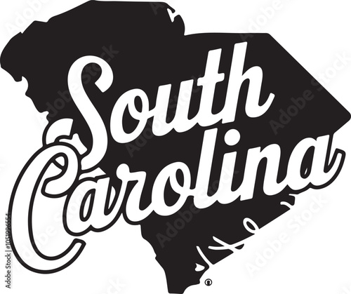 South Carolina State Shape Retro Typography Vector Graphic