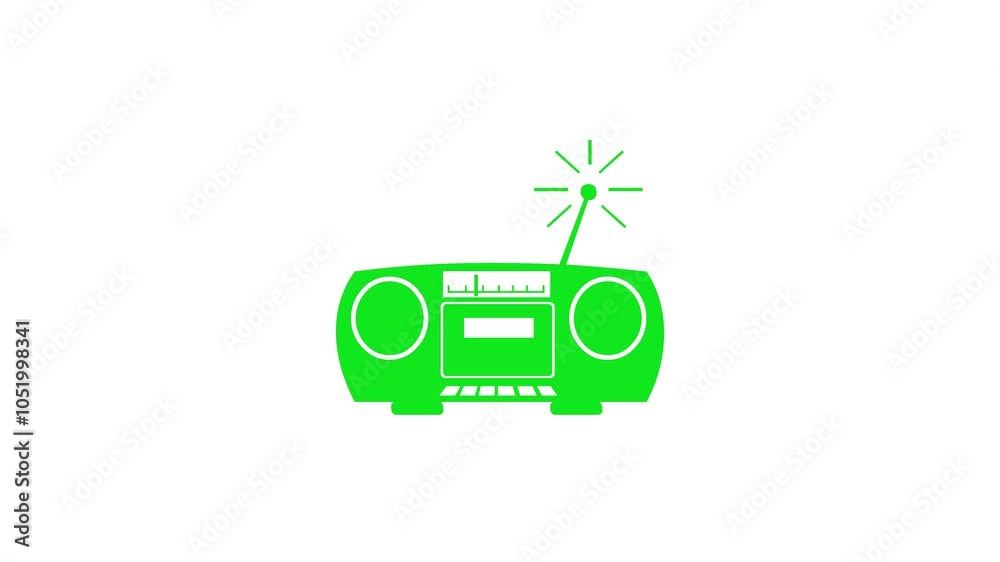 Boom box shape icon animation on white background Boom box shape icon animation on white background