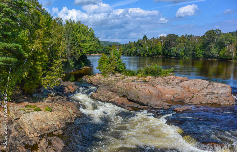 Some rapids along the Riviere Rouge (Red River) in Brebeuf, Quebec in summer