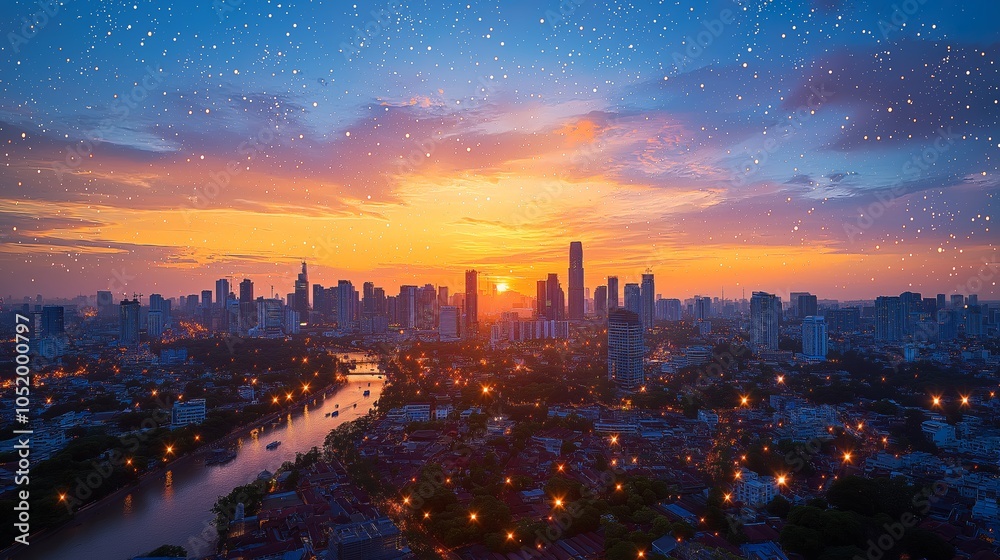 Obraz premium Cascading Lights of Urban Development
