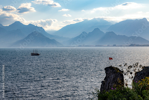 Fototapeta Naklejka Na Ścianę i Meble -  Panorama of Taurus mountains from Antalya, Turkey