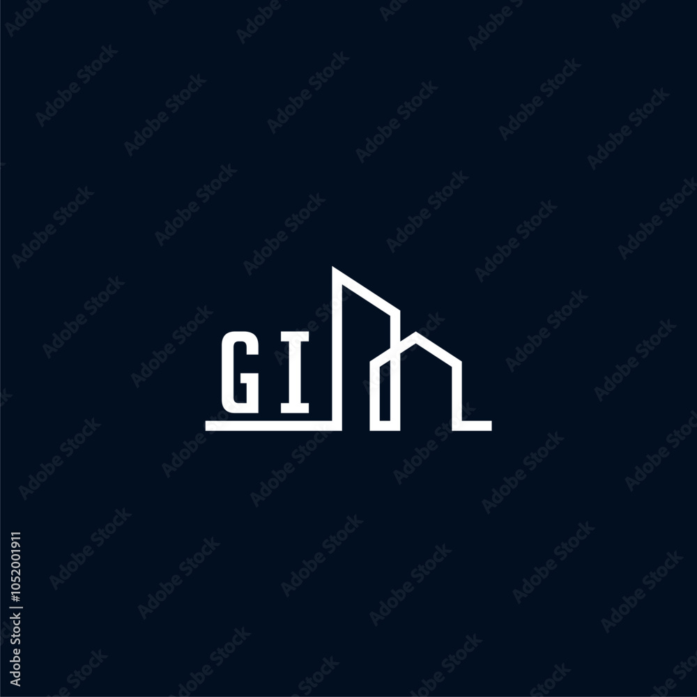 GI initials a sleek and modern logo showcases abstract architectural shapes, emphasizing creativity and innovation in building design against a dark background GI initials a sleek and modern logo showcases abstract architectural shapes, emphasizing creativity and innovation in building design against a dark background