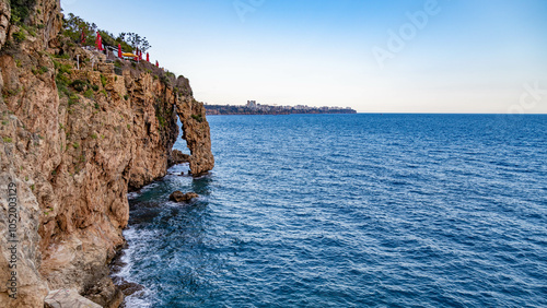 Fototapeta Naklejka Na Ścianę i Meble -  Coast  with rocks  in Antalya city, Turkey