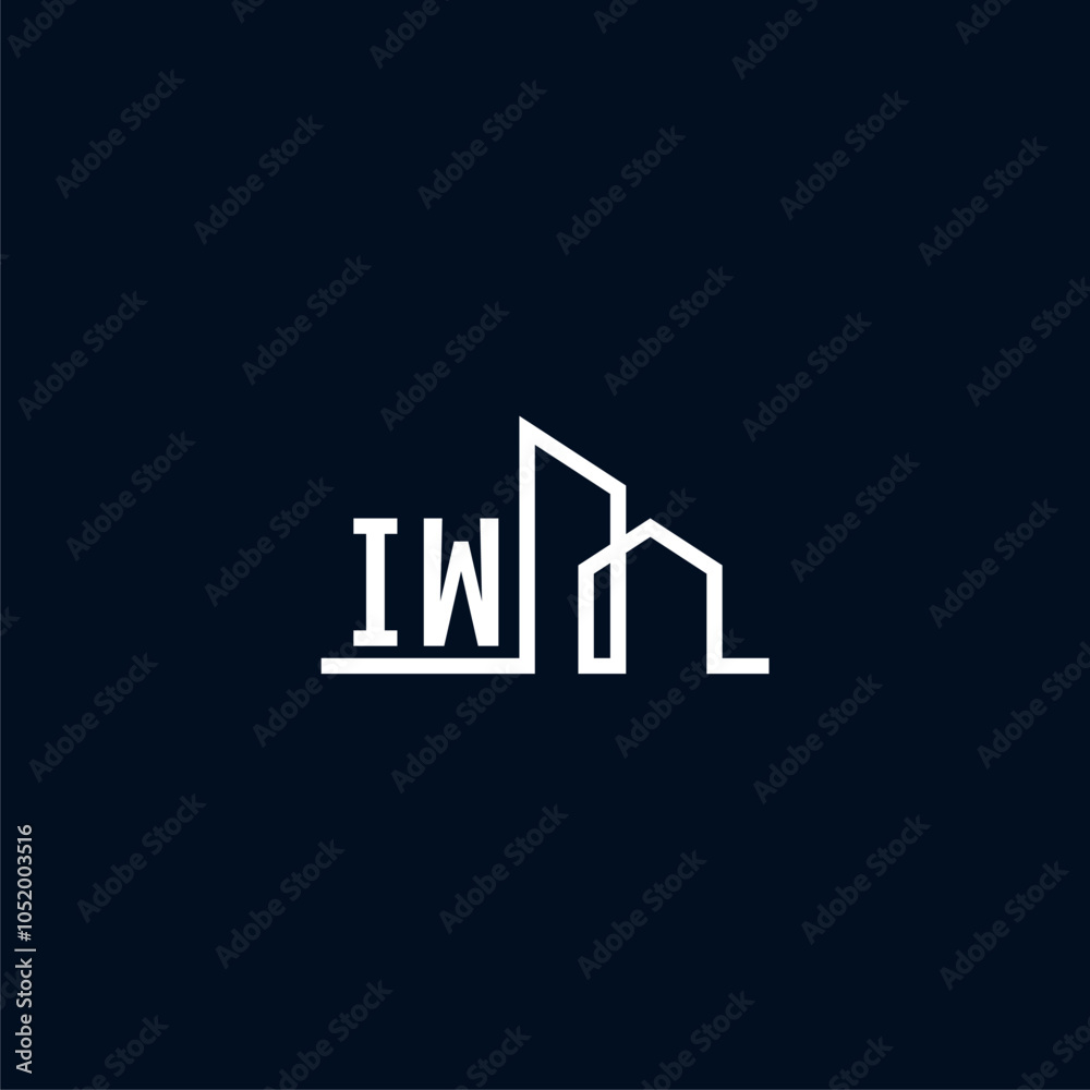 IW initials a sleek and modern logo showcases abstract architectural shapes, emphasizing creativity and innovation in building design against a dark background