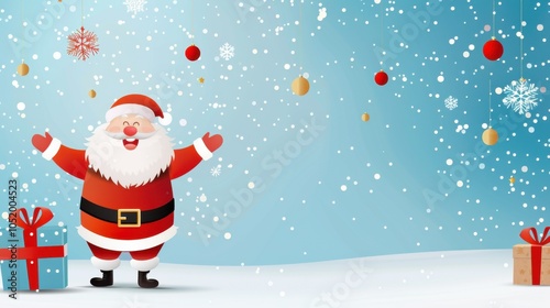 Cute Abstract Christmas Illustration with Santa Claus