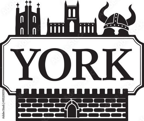 York England Typography Sign Vector