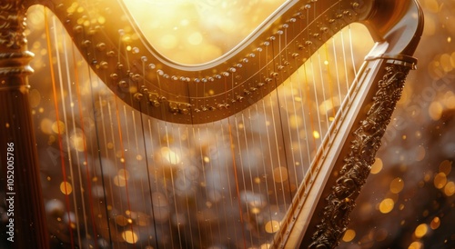 Golden Harp Against Sunset Sky