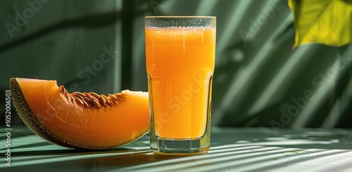 Refreshing Iced Melon Drink With Slices of Ripe Melon