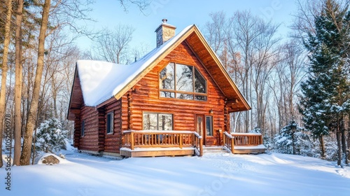 Log Cabin in a Winter Wonderland