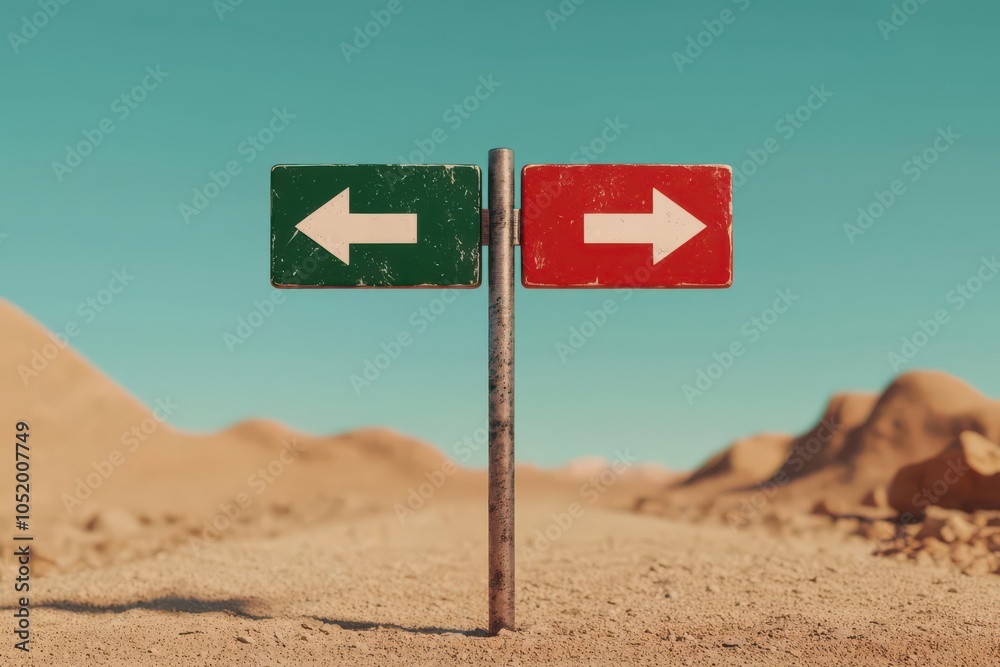 3D rendering of a crossroads sign labeled Left and Right, placed in the ...