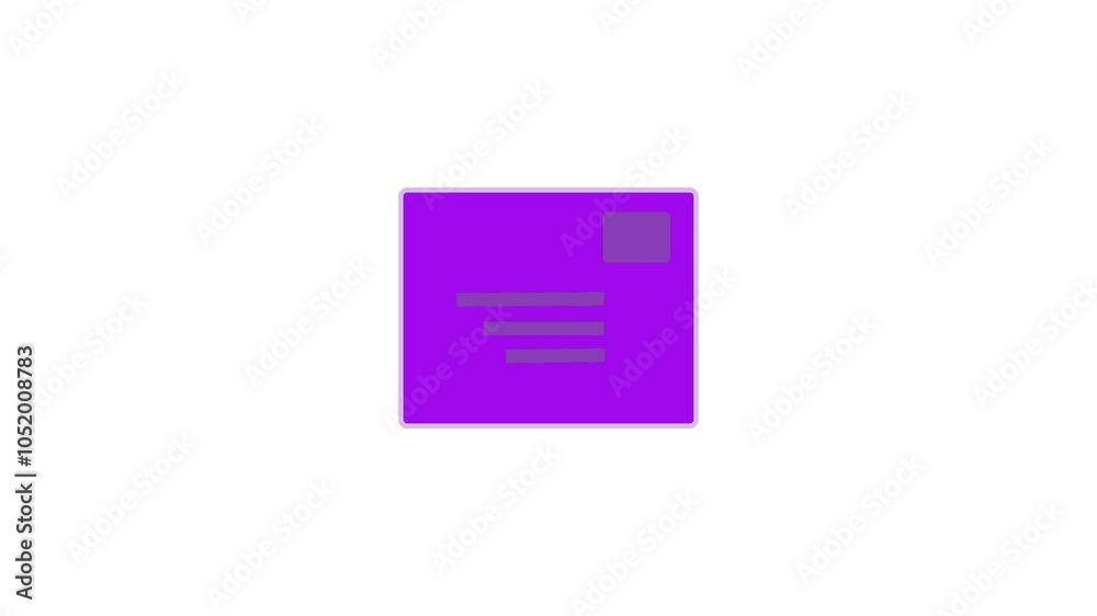 Stamped envelope shape icon animation on white background Stamped envelope shape icon animation on white background